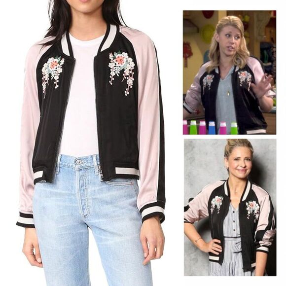 Joie Juanita Floral Embroidered Bomber Pastel Jacket M, TV Celeb Pop Culture - Picture 1 of 11